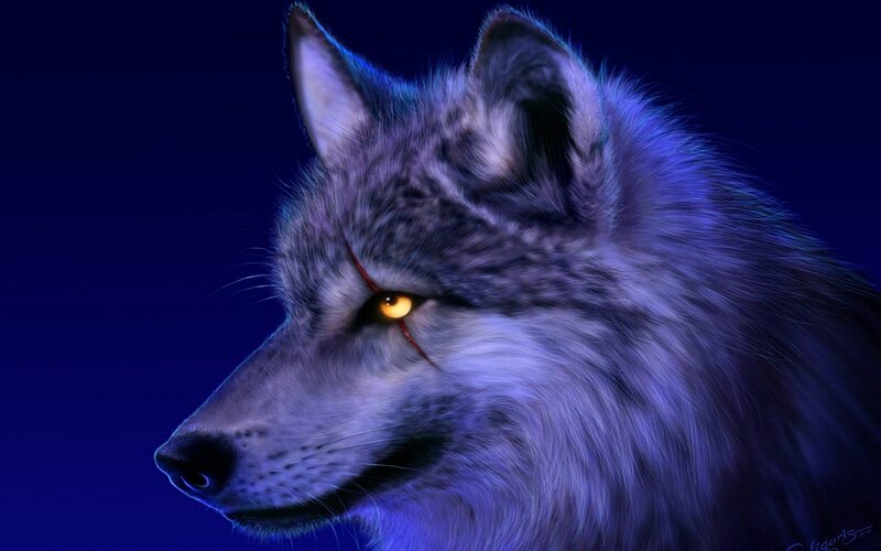 wolf with glowing eye