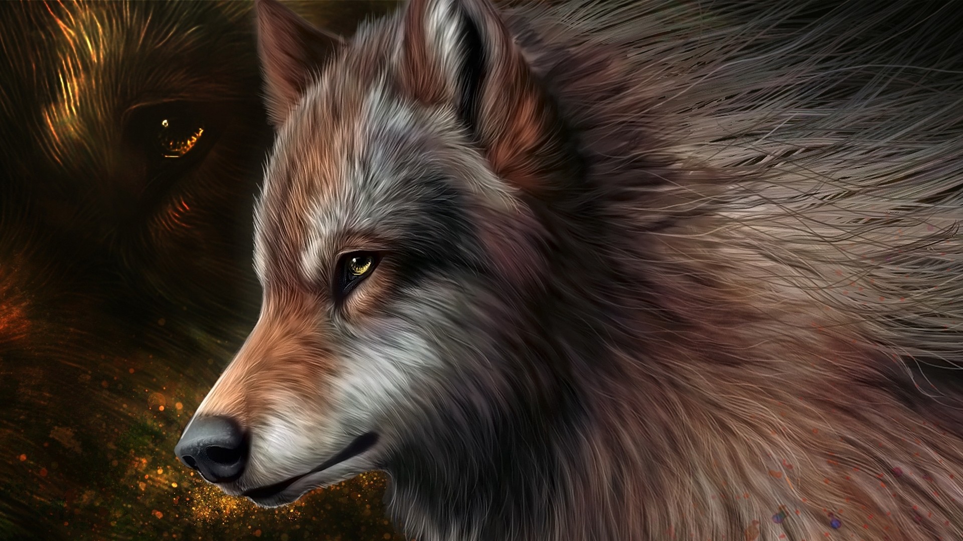 wolf with glowing eyes