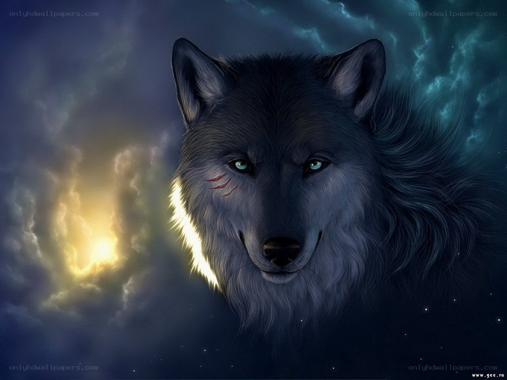wolf with glowing eyes