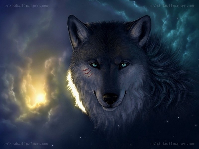 wolf with glowing eyes