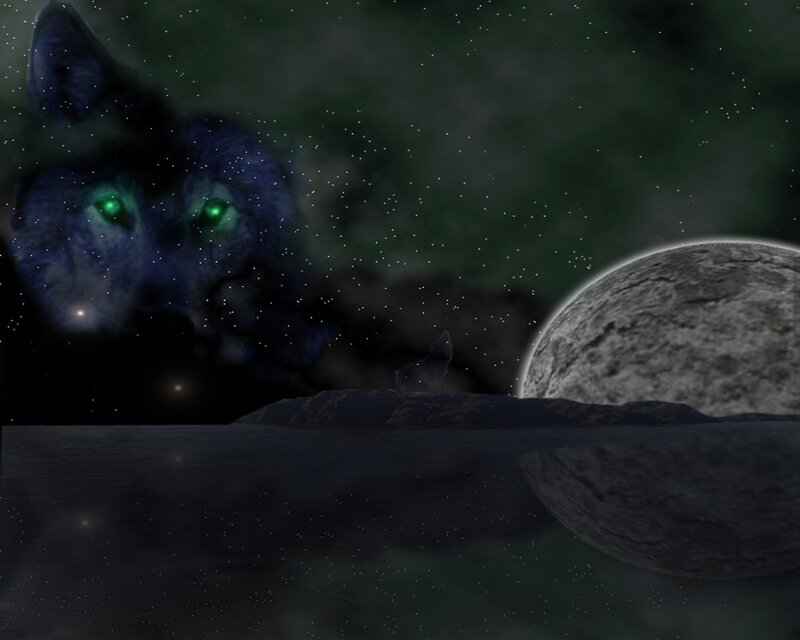 Wolf with Glowing Eyes — Black