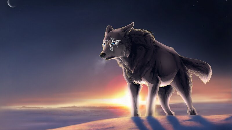 Wolf with Glowing Markings — Purple