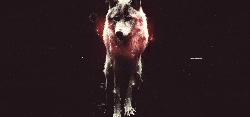 wolf with glowing red aura