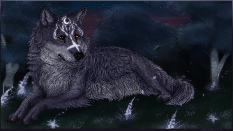 wolf with moon markings