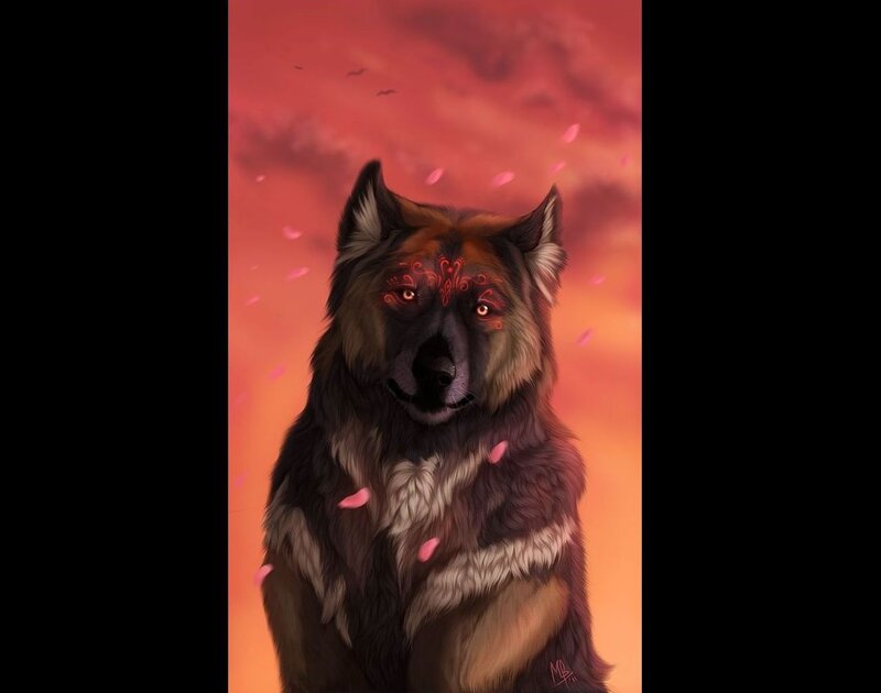 Wolf with Red Markings