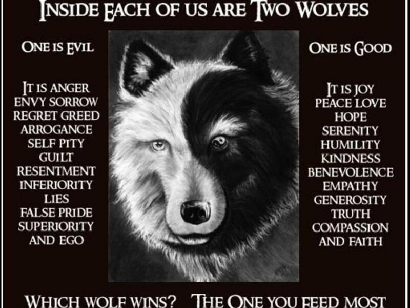 Wolf with Split Face — Black