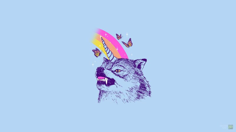 Wolf with Unicorn Horn