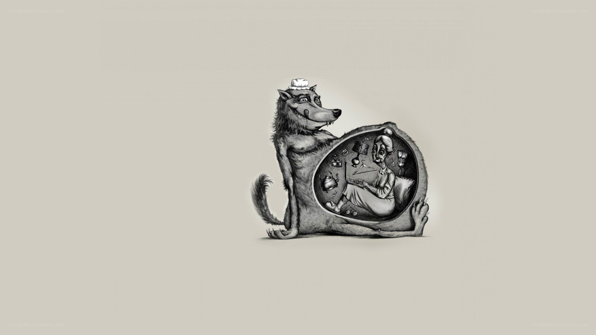 wolf with woman inside