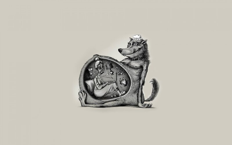 Wolf with Woman Inside — Gray