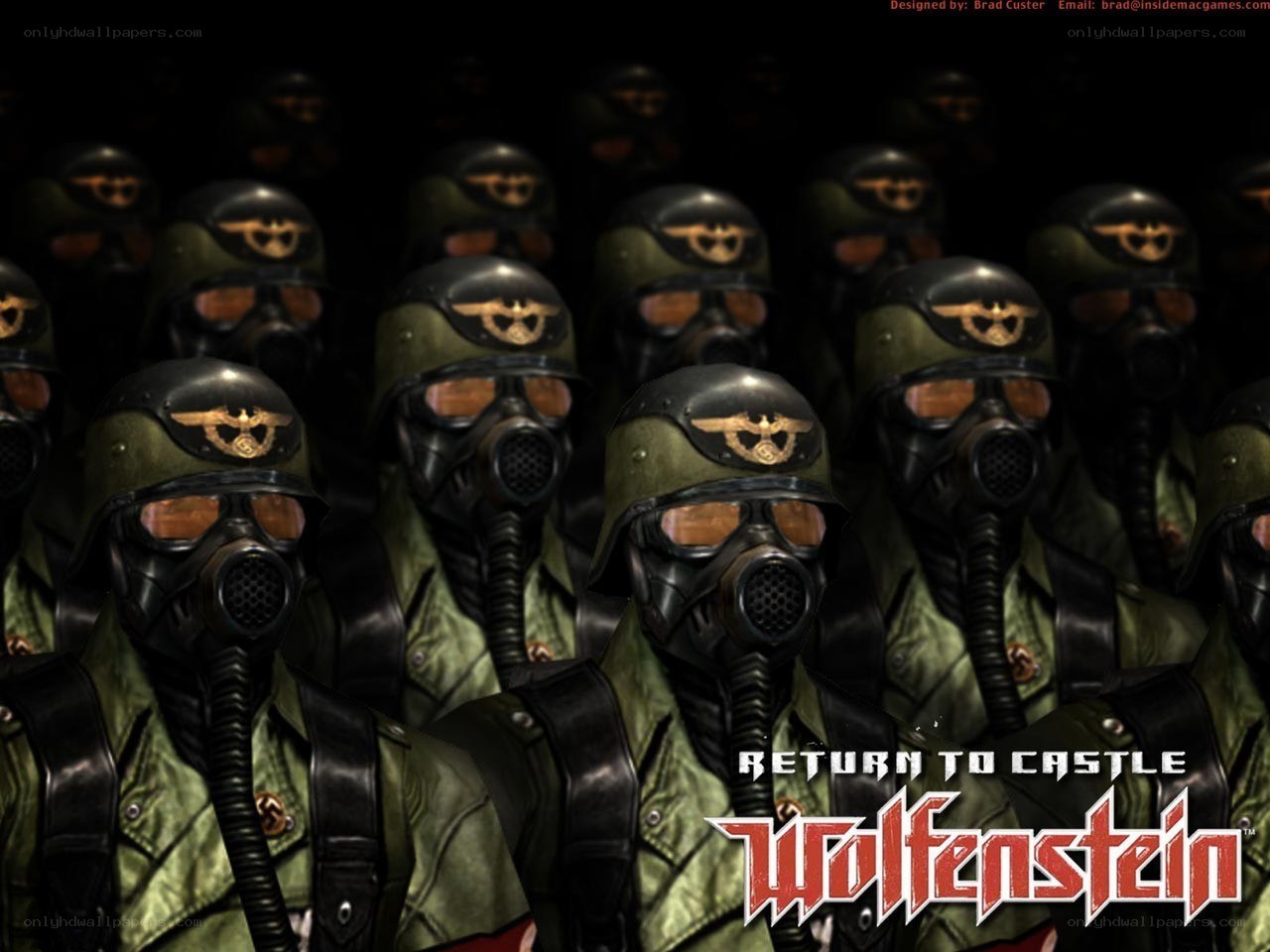 Wolfenstein soldiers in gas masks
