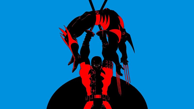 Wolverine and Deadpool Silhouettes — Blue