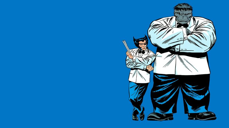 Wolverine and Hulk in lab coats