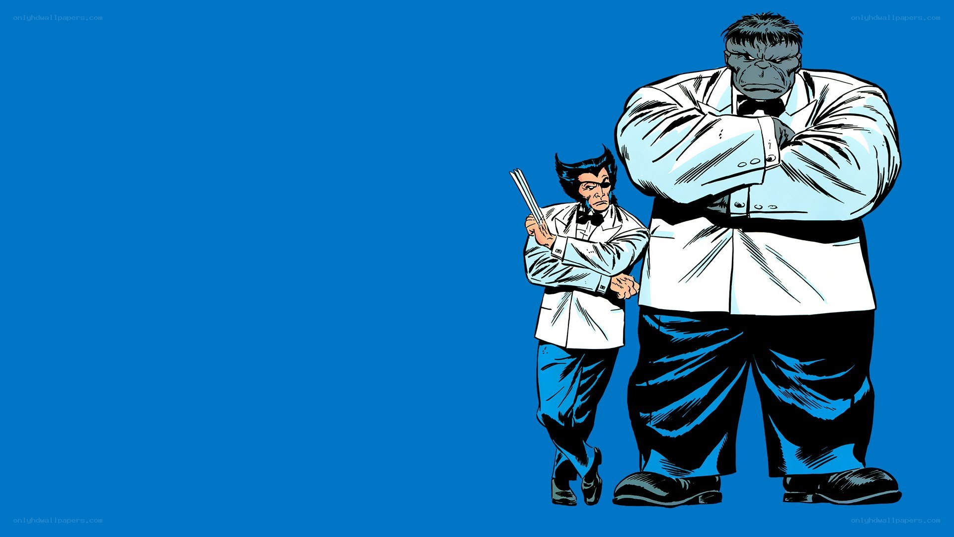 Wolverine and Hulk in lab coats