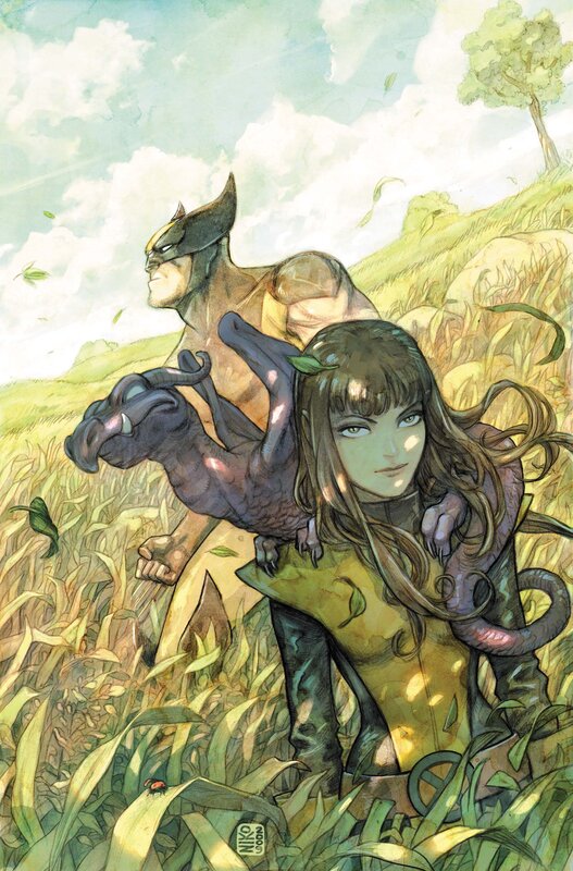 Wolverine and Mystique in a field