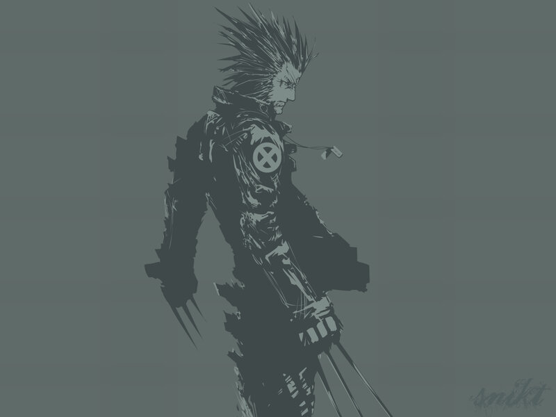 Wolverine Character — Gray, Dramatic, Digital Art