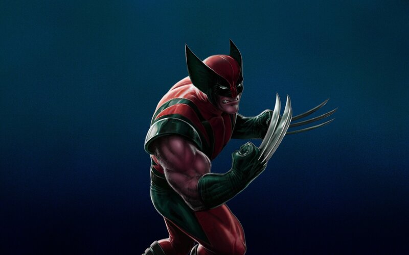 Wolverine Character — Red, Dramatic, Digital Art, Claws