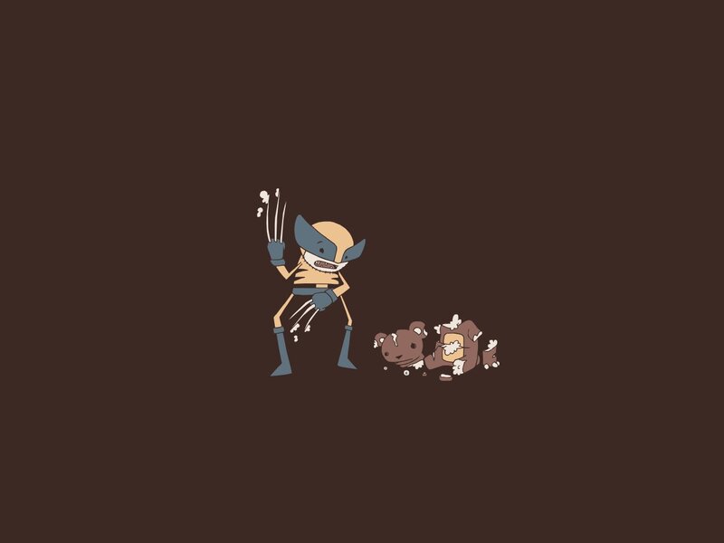 Wolverine Character with Bear — Brown