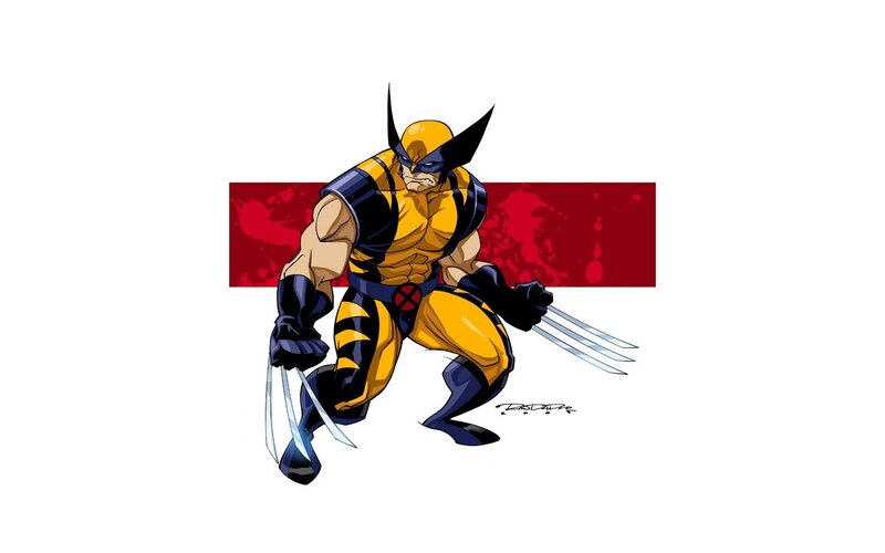 Wolverine Character — Yellow, Aggressive, Comic, Claws, X-men Logo