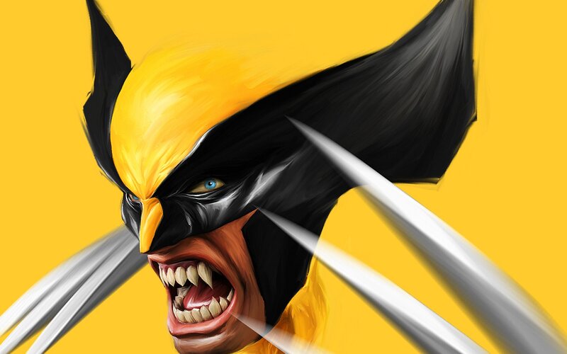 Wolverine Character — Yellow, Aggressive, Digital Art, Mask