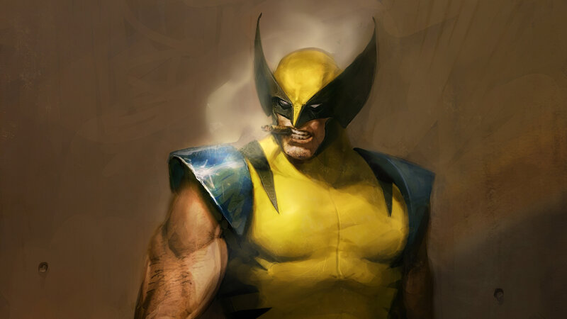 Wolverine Character — Yellow, Dramatic, Digital Art