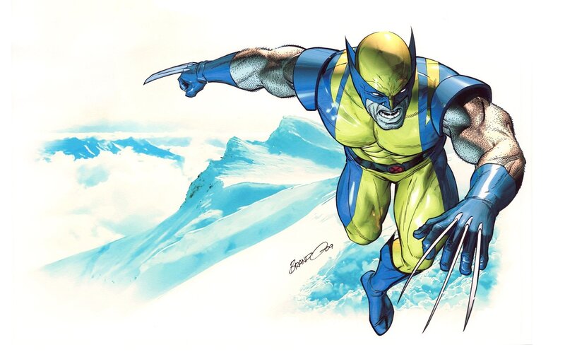 Wolverine in Flight — Yellow, Action-packed