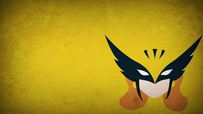 Wolverine Mask — Yellow, Bold, Minimalist, Yellow Background