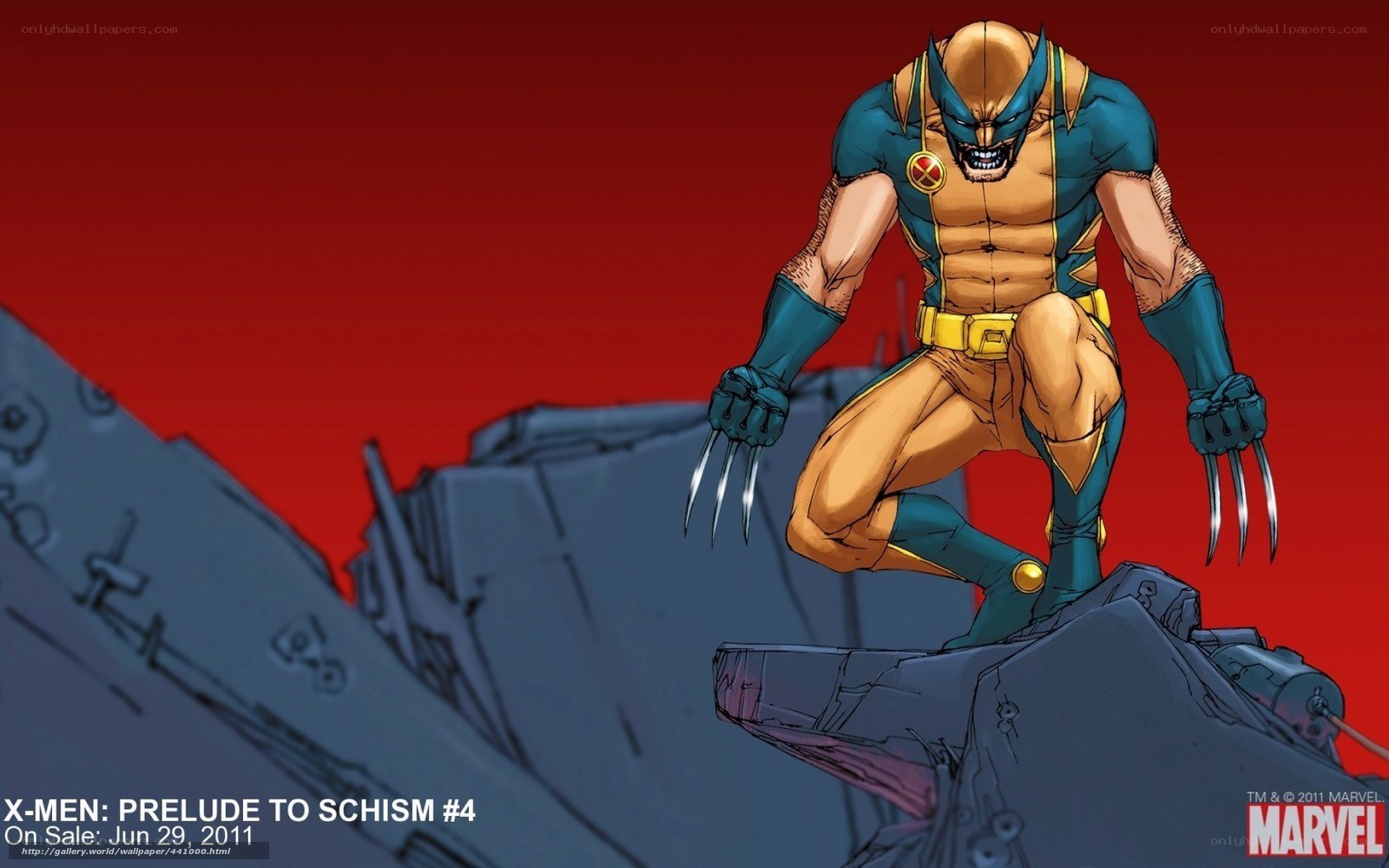 Wolverine on a wrecked ship