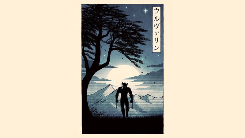 Wolverine under the moon