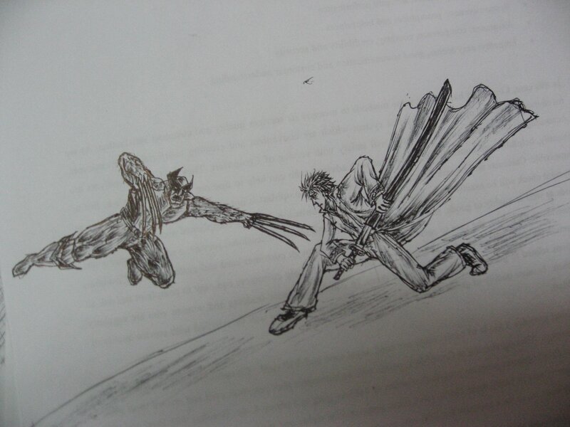 Wolverine vs swordsman sketch