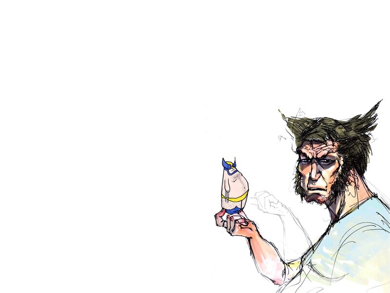 Wolverine with a figurine
