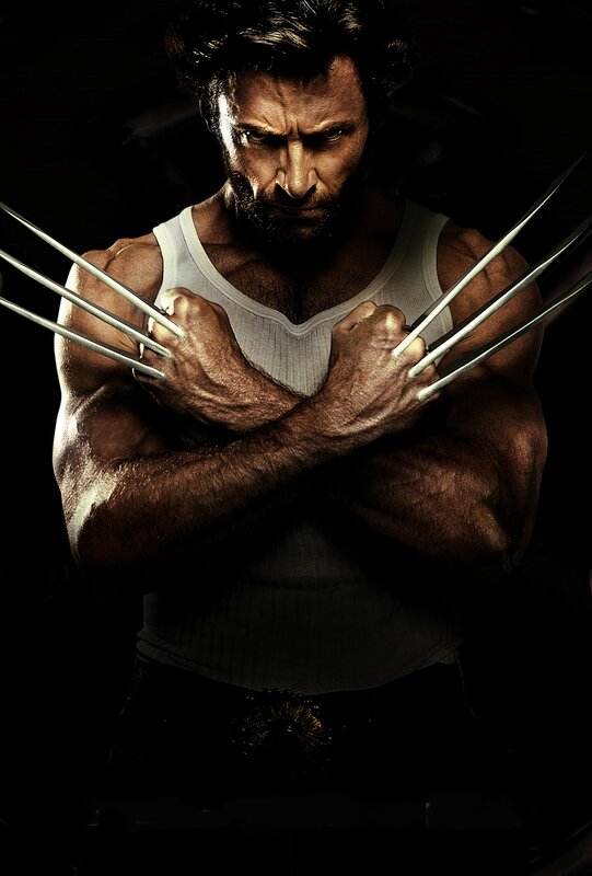 Wolverine with Claws — Black, Dramatic, Photograph, Tank Top, Beard, White, Brown