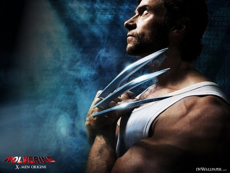 Wolverine with Claws — Blue, Dramatic, Photograph, Tank Top, Smoke, White, Black
