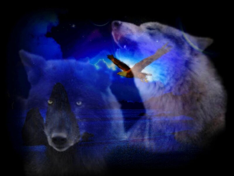 Wolves and Eagle — Blue