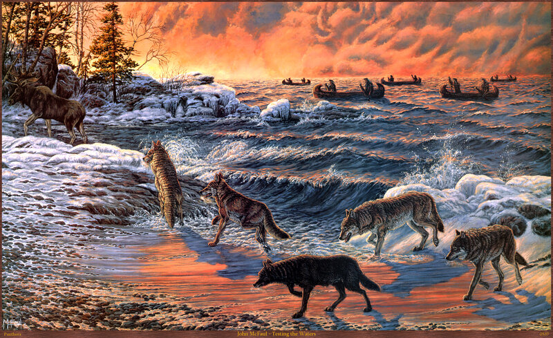 Wolves Crossing River