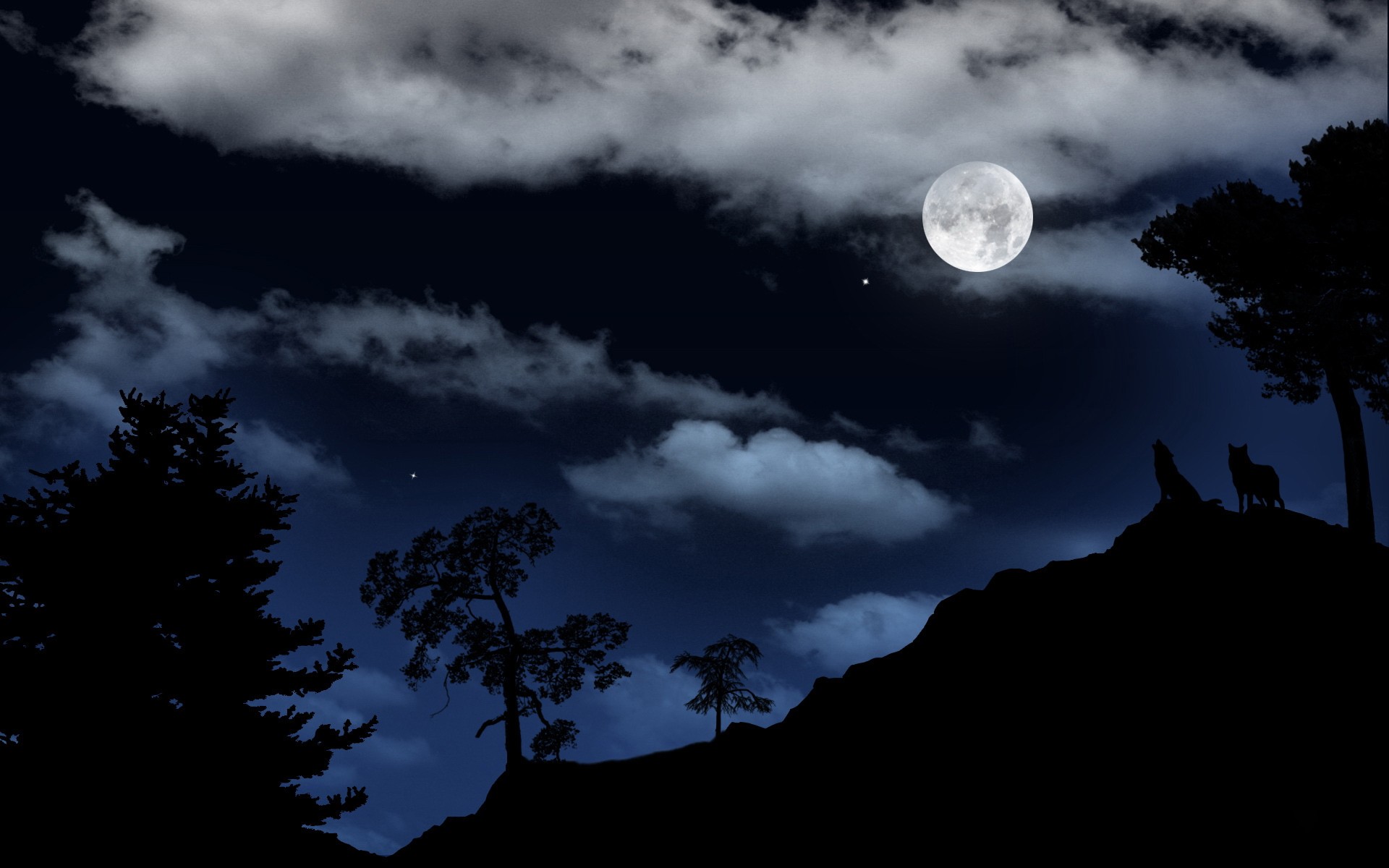 Wolves howling at the moon