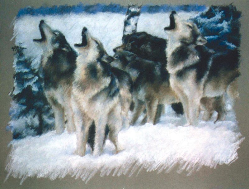 Wolves Howling in Snow — White, Dramatic, Winter