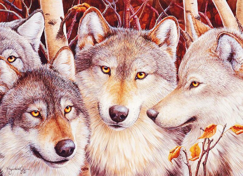 Wolves in Forest — Brown, Natural, Autumn