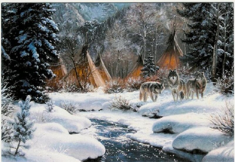 Wolves in Snow — White, Serene