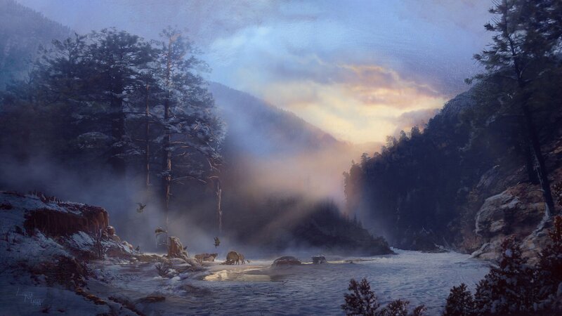 Wolves in Snowy Valley