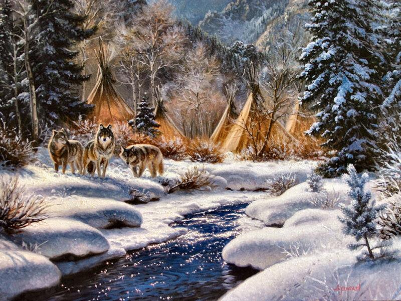 Wolves in Winter — White