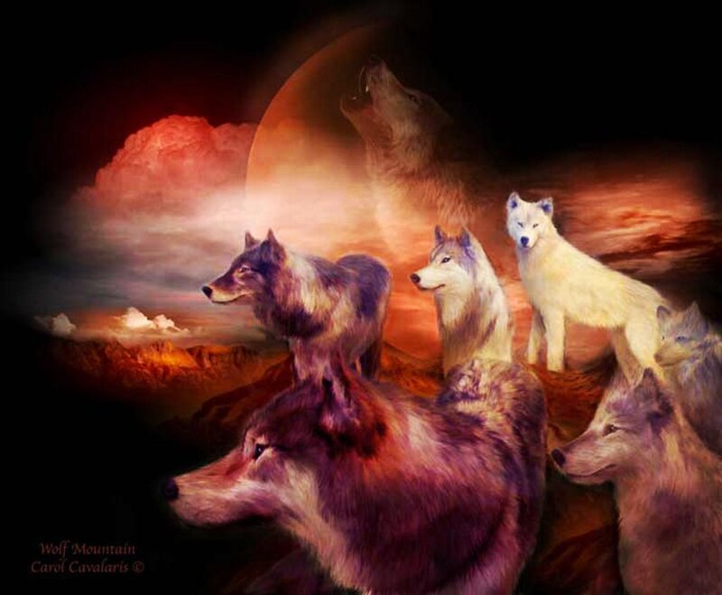 Wolves on a Mountain — Red