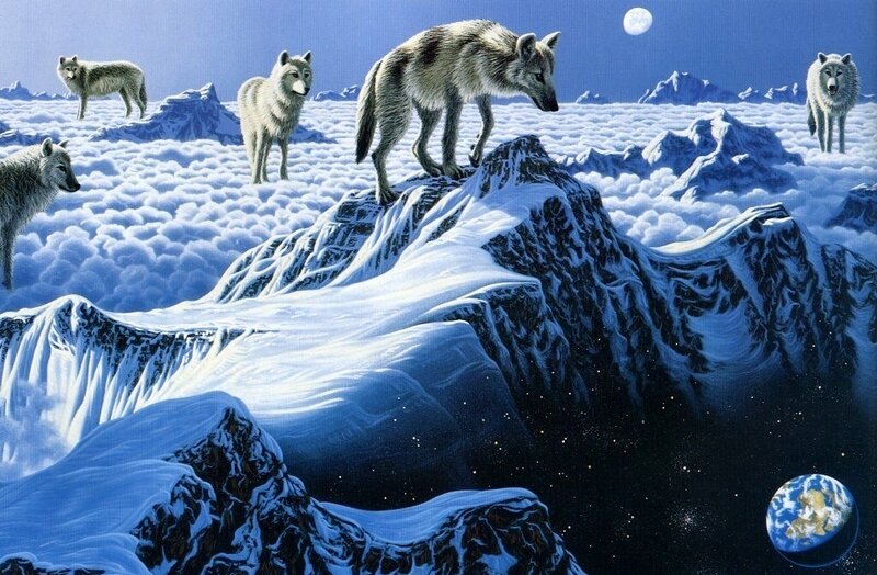 Wolves on Snowy Peaks