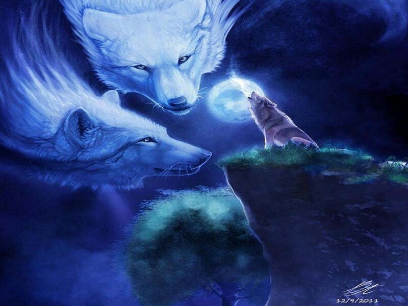 Wolves under Moonlight — Blue
