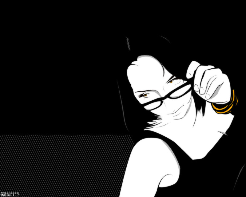 Woman Adjusting Glasses — Black