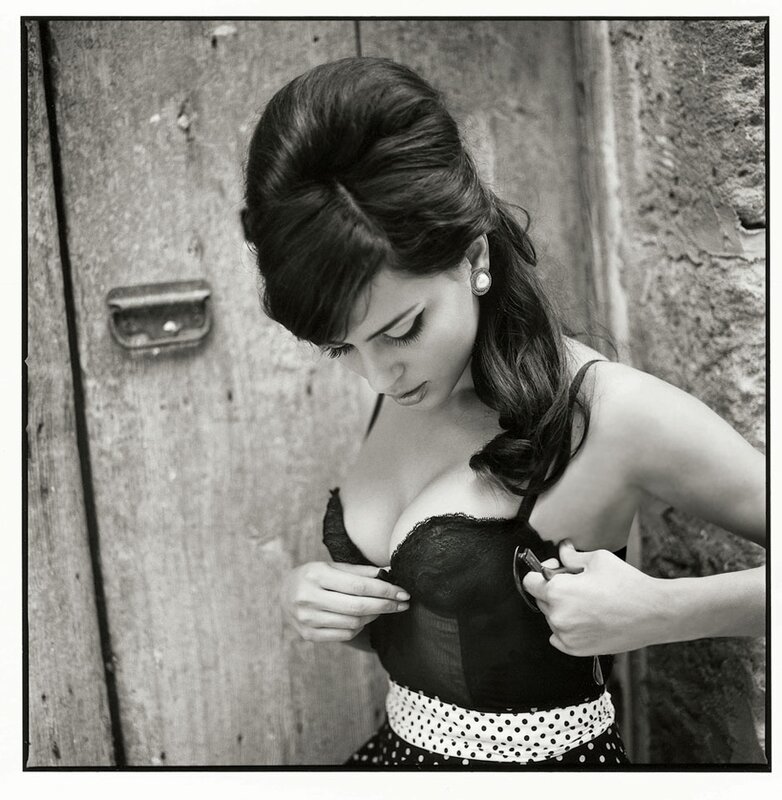 woman adjusting her corset