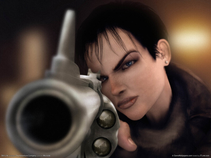 Woman aiming a revolver
