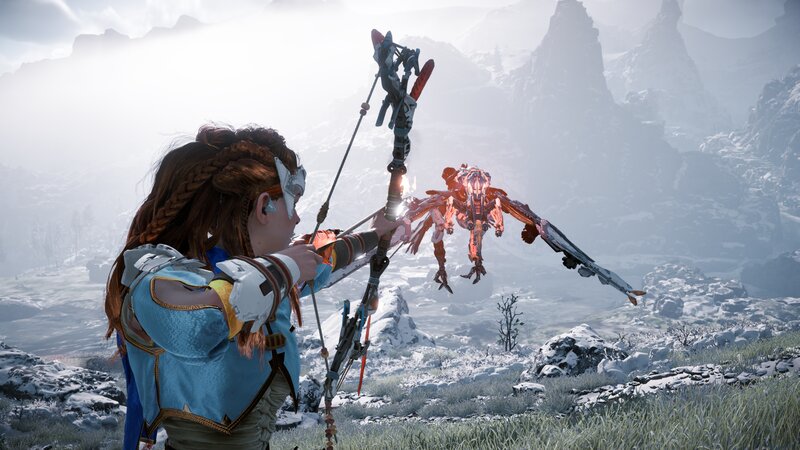 Woman Aiming Bow at Creature