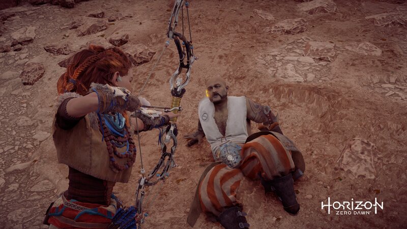 Woman Aiming Bow at Man