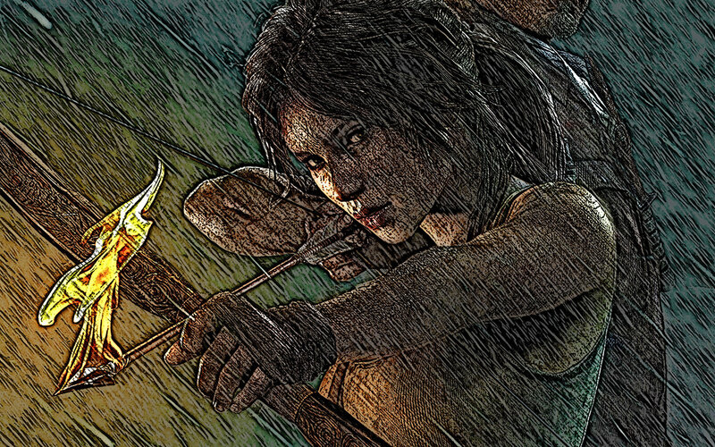 Woman Aiming Bow — Brown, Dramatic
