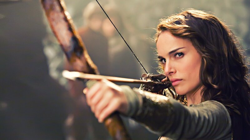 Woman Aiming Bow — Brown, Intense, Photograph, Arrow, Forest, Green
